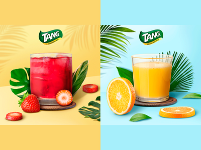 Tang drinks blue design drinks leaves orange photoshop strawberry tang tropical yellow