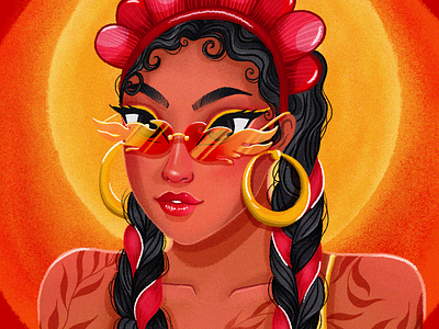 Fire style fire flamas flames girl illustration mexican mexicana photoshop street syle tattoo