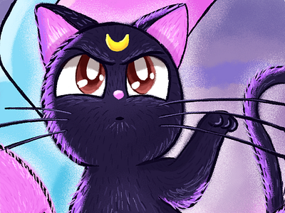 Luna - Sailor Moon black cat brush cat illustration luna miau photoshop sailor moon