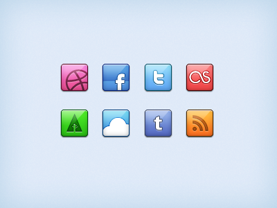 Social Icons cloud facebook forrst icons last.fm rss social tumblr twitter