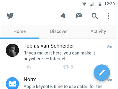 Twitter timeline material redesign