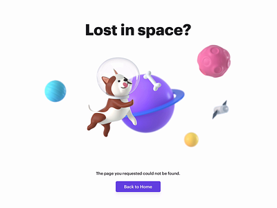 Lost in Space? 3d 404 404 page dog otto pitch planets space web design