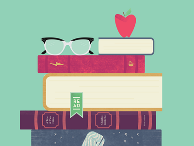 Nerd Alert books flat illustration reading