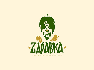 zdravka art design emblem girl girl illustration hair illustration leaf lettering letters logo nature tea vector water