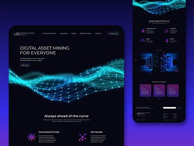 Revolution Mining - Web design bitcoin dark mode gradient graphic uiux web design website