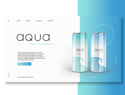 aqua - water for the world can illustration ocean plastic product design water web design website