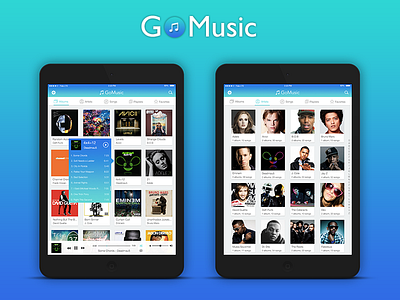 GoMusic app interface ios ipad music tablet ui ux