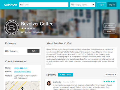 Business Profile Page app business coffee local location profile ui ux web yelp