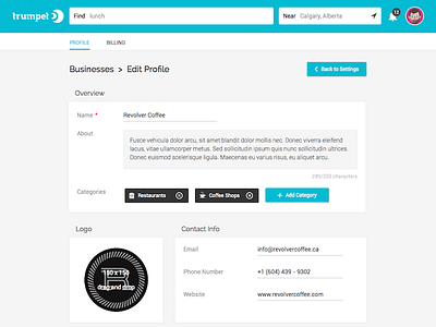 Edit Business Profile app business businesses local profile ui ux web yelp