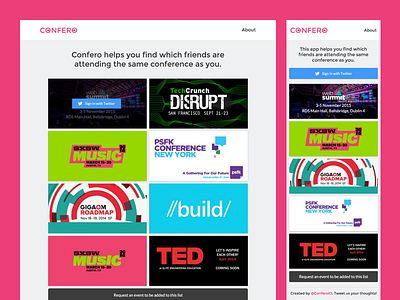 Confero app conference events friends location people recommendations social ui ux web