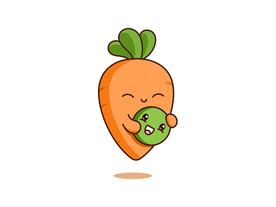 Pea and Carrot carrot cute design illustration kawaii pea vector vegetables