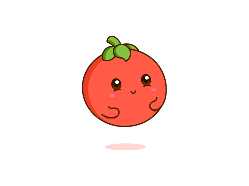 Tomato cute design graphic green illustration kawaii red tomato vector