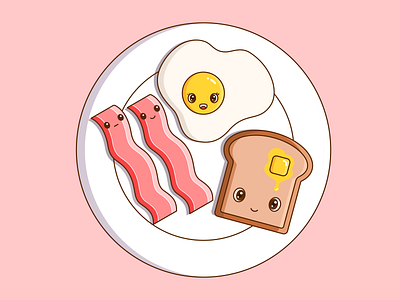 Bacon and Egg! bacon breakfast cute design egg illustration vector
