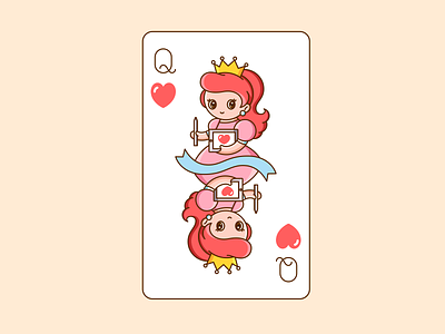 Queen of Heart cute design illustration playing card queen of hearts vector