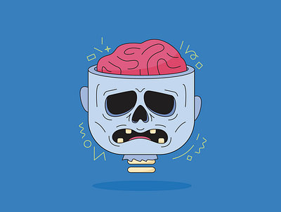 Mindless brain cartoon illustration vector zombie