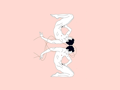 Lovers body emotions illustration line lineart linework lovers nudity pink queer relationships