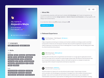 Resume - Light Mode cv resume ui web