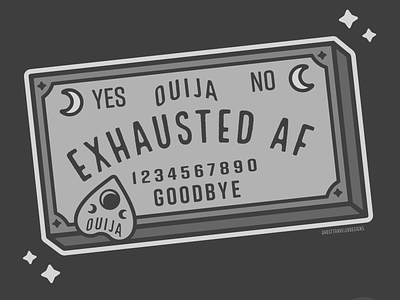 Exausted Ouijaboard ghosts ghosttraveler halloween illustration inktober line art magic ouija ouija board spirit board spirits spooky tarot vector witch witchcraft witchy
