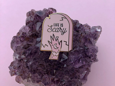Life is Scary Enamel Pin design enamel pin ghosttraveler illustration magic spooky vector witchy