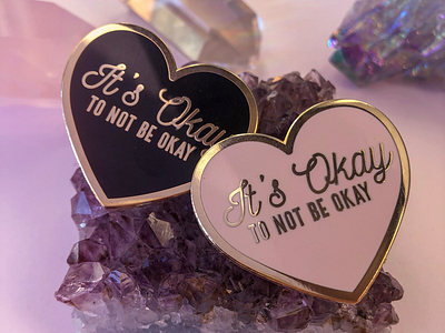It’s Okay to not be Okay Enamel Pins | Ghosttraveler anxiety depression enamel pins enamelpins etsy graphic design design illustration kawaii lineart suicide awareness vector