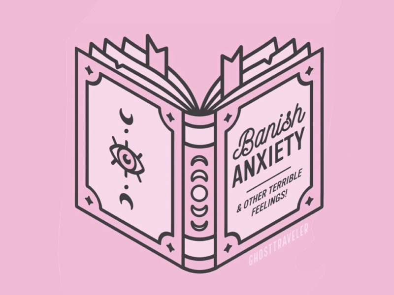 Banish Anxiety Spell Book isometric isometric design illustration magic ghosttraveler graphic design witchy depression anxiety mental health spell book spells