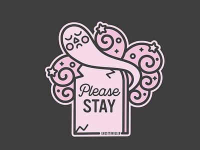 Please Stay ghost ghosttraveler halloween pastel pink spooky vector witch witchy witchy art