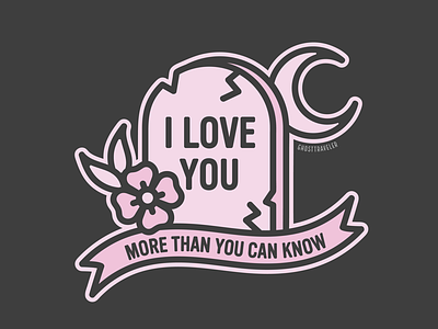 I Love You ghosttraveler grace i love you illustration pastel pink r.i.p. spooky tombstone vector witch witchy witchy art