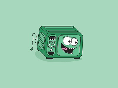 Food Microwave appliance button button design eyes face food grapicdesign green heat illustration kitchen microwave mouth plug spaghetti teeth timer tounge warm