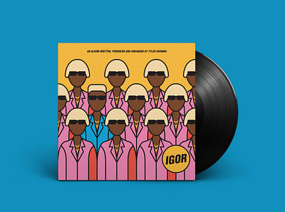 IGOR Album Cover album album art album cover blue suit bowlcut chain cool gold illustration music pink suit rap record repetition suits sunglasses tyler the creator vinyl