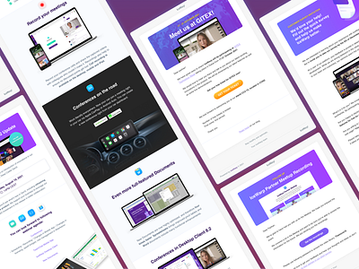 Newsletters vol. 5 banner branding button conference cta email graphic design icon mail mailchimp mailing marketing newsletter sketch app survey template ui ux video violet