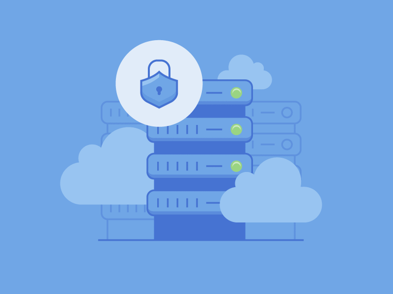 Server storage & security. blue chat cloud communication data datacenter flat flat design icon illustration illustrator cc security server storage vector