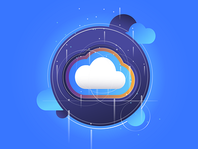 Cloud storage abstract blue branding circle cloud cloudfest data design illustration simple vector