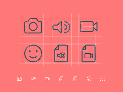 Attachment icons for app app audio branding emoticon file grid icon icon set image line list mobile photo simple ui vector video