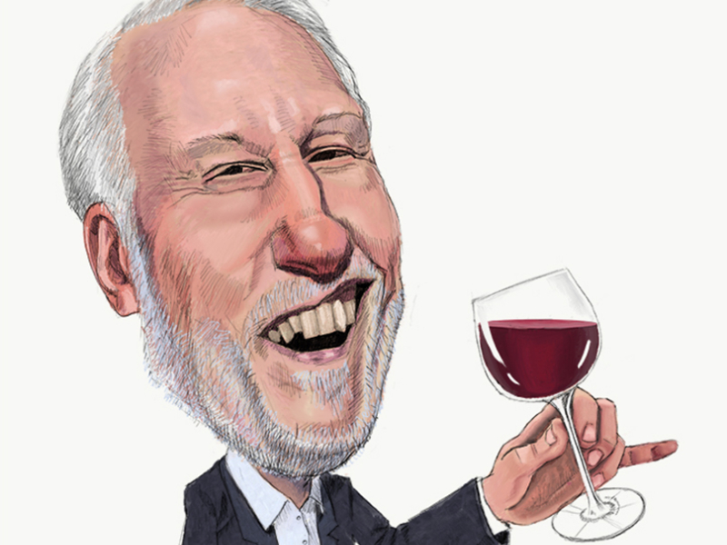 Gregg Popovich is a wine connoisseur painting caricature illustration espn san antonio spurs nba