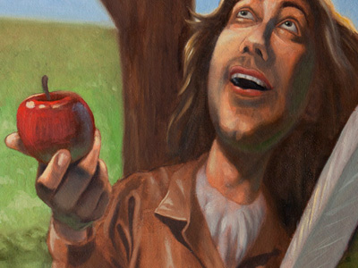 Isaac Newton apples caricature newton oil painting thesis