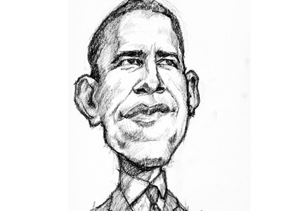 Barack Obama caricature charcoal obama politics president sketch