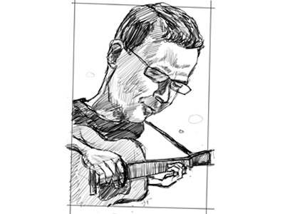 Stone Gossard caricature drawing illustration pearl jam pen