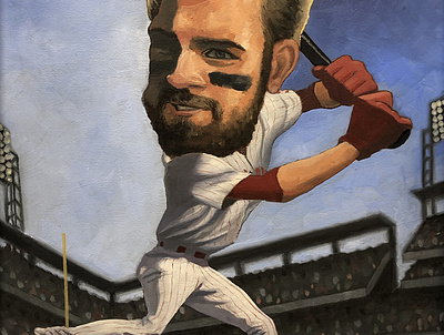 Bryce Harper—Hit or Miss? baseball bryce harper caricature illustration mlb oil paint