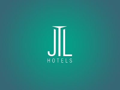 JLT Hotels blue door figure green ground hotel logo minimal perception white