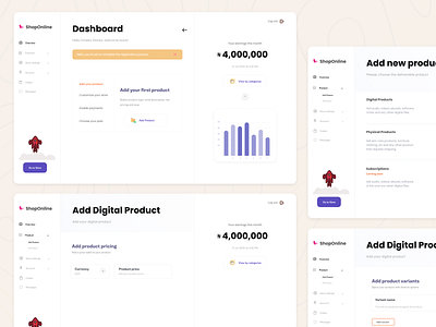 Dashboard - Online store builder design ecommerce ecommerce app illustration minimal typography ui ux webdesign