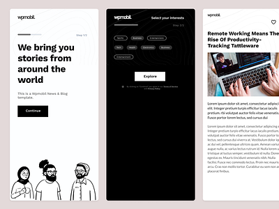News Mobile Application app design illustration minimal minimalism mobile mobile app typography ui ux