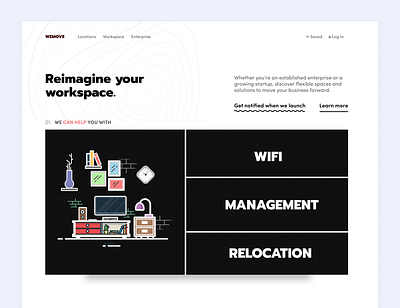 WeMove - rent workspaces illustration minimal typography ui webdesign