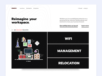 WeMove - rent workspaces illustration minimal typography ui webdesign