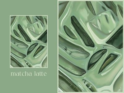matcha latte digital painting food illustration matcha matcha latte