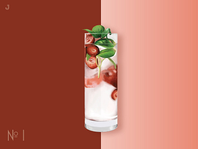 Drink NO. 1 basil cold drinks digital art digital painting drink drinks fall color food illustration illustration refreshing sips strawberry summer drink