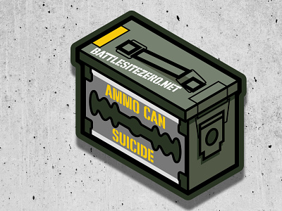 Ammo Can Suicide For BattleSiteZero.net vector illustration logo design patch patches stickers olive olivedrab combat green razorblade razor suicide ammunition can ammo