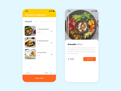 Food Menu Mobile App clean color food app minimal mobile ui