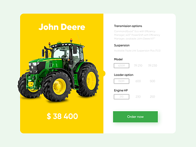 Daily UI #033 - Customize Product agriculture customize product daily 100 challenge dailyui john deere tractor