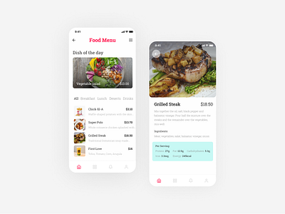 Daily UI #043 - Food/Drink Menu clean daily 100 challenge dailyui delicious food app food menu restaurant app