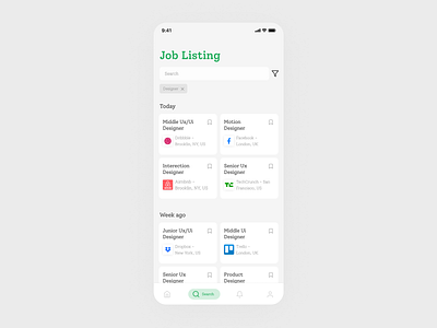 Daily UI #050 - Job Listing app daily 100 challenge dailyui job job listing listing mobile search